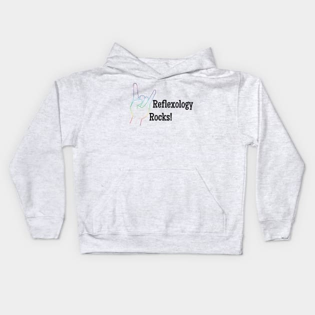 Reflexology Rocks (black text) Kids Hoodie by Balanceandharmonyforreflexologists